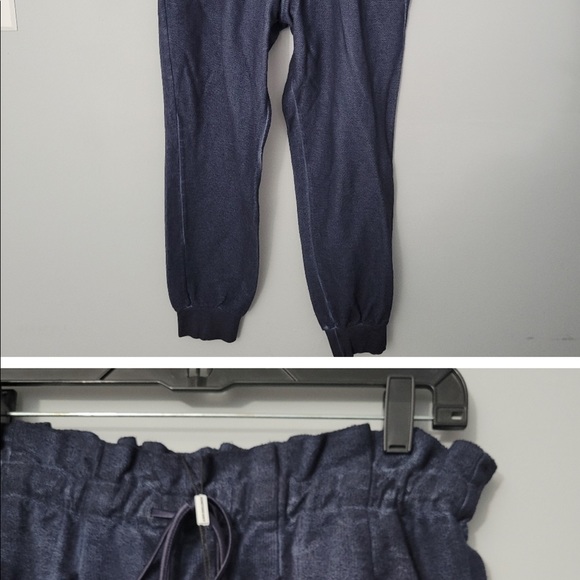 Something Navy Meghan Paperbag Sweatpants Joggers in Navy Blue - Picture 3 of 4